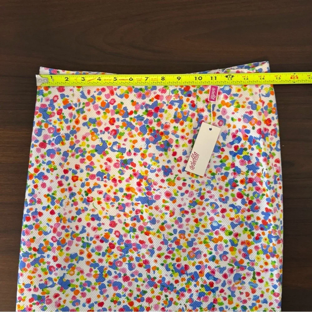Leggiadro White Midi Skirt with Multicolor Floral Confetti Print - Picture 7 of 10
